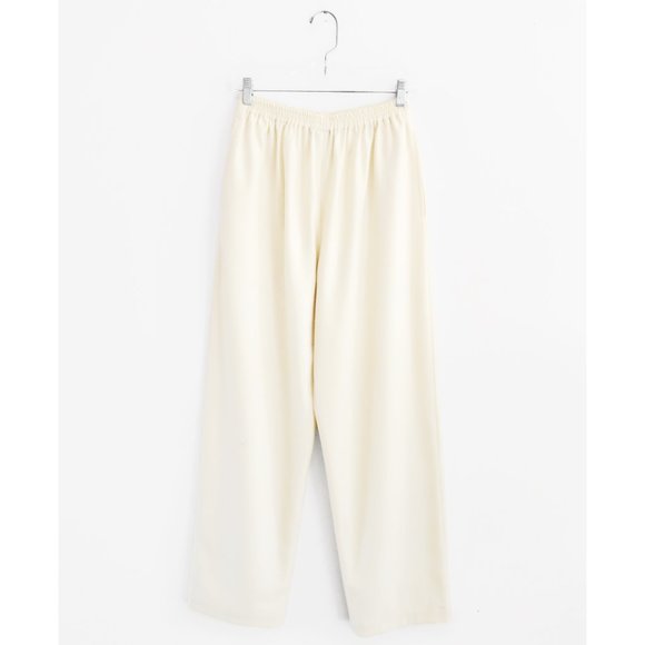 Eskandar Cream Natural White Wool Cashmere Japanese Straight Leg Trousers 1 S M
